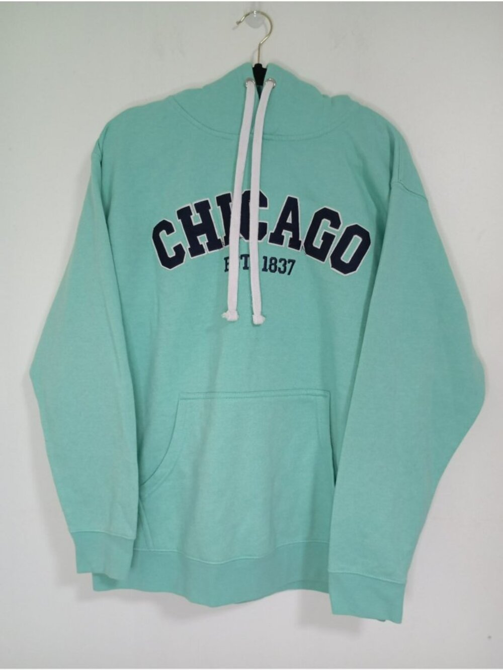 Chicago EST. 1837 Hoodie Kangaroo Pocket Baypointe L Cotton Blend Mint Green